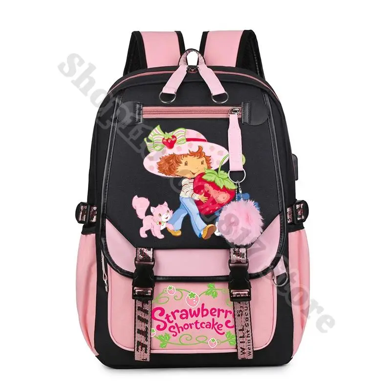 Children Cartoon Cute Backpack Strawberry Shortcake Schoolbag Accessories Book Bag Large Capacity Knapsack Christmas Gifts 2026