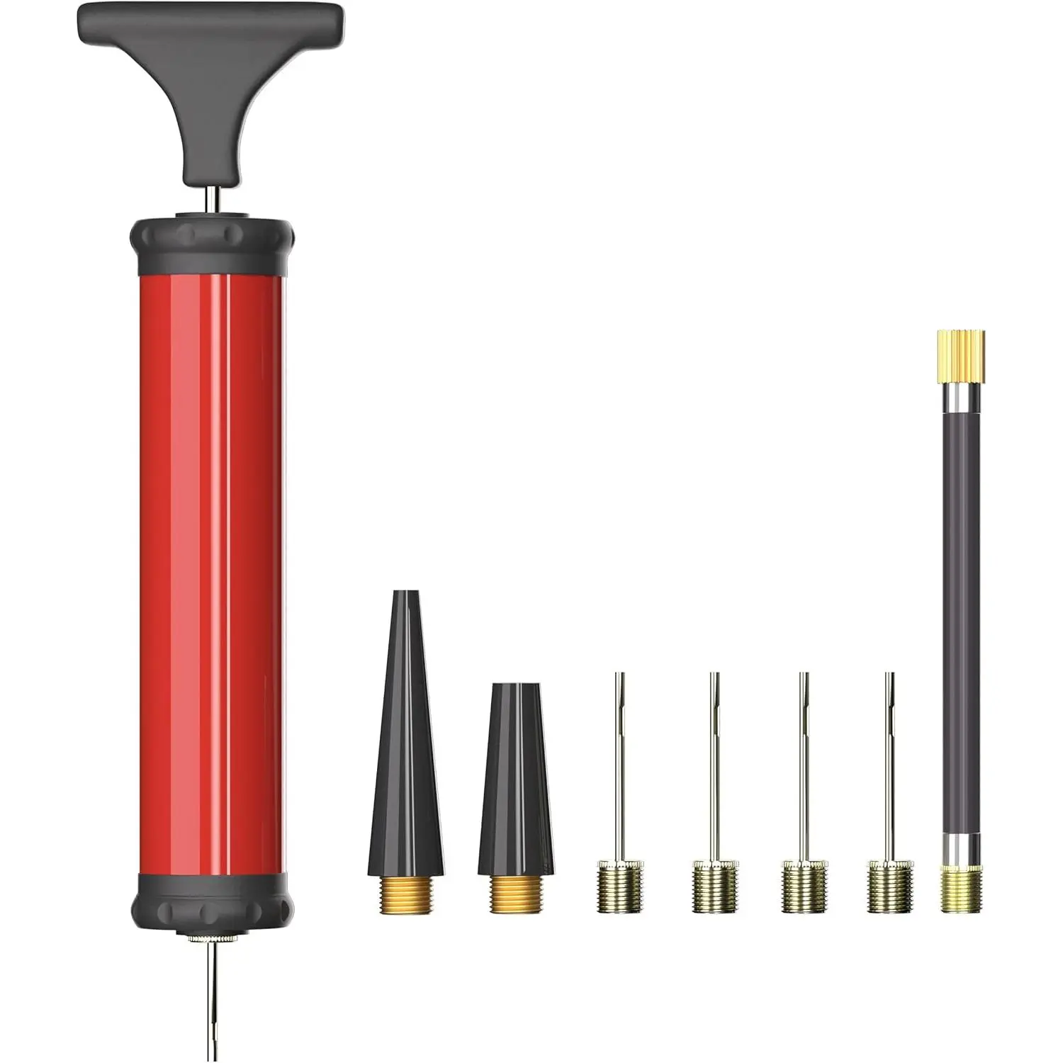 Compact Portable Ball Pump with Portability Focus, Includes Hose - 4 Nozzles, 2 Nozzles, 1 Extension Hose for Inflating Basketball, Football, Volleyball