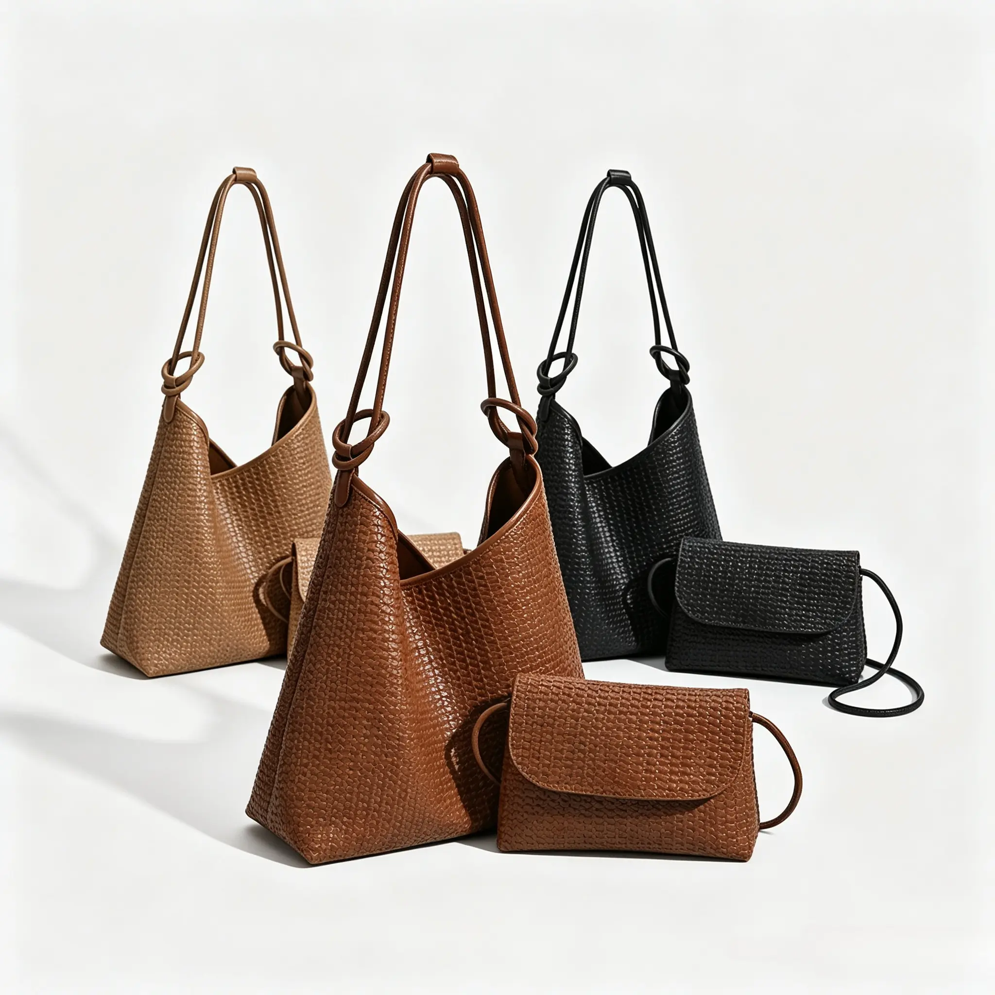 Cozy PU Tote Bag For Women Style Large Capacity Work Commute Simple Underarm Bag Trendy Stitching Design Coffee Brown Black With Small Bag