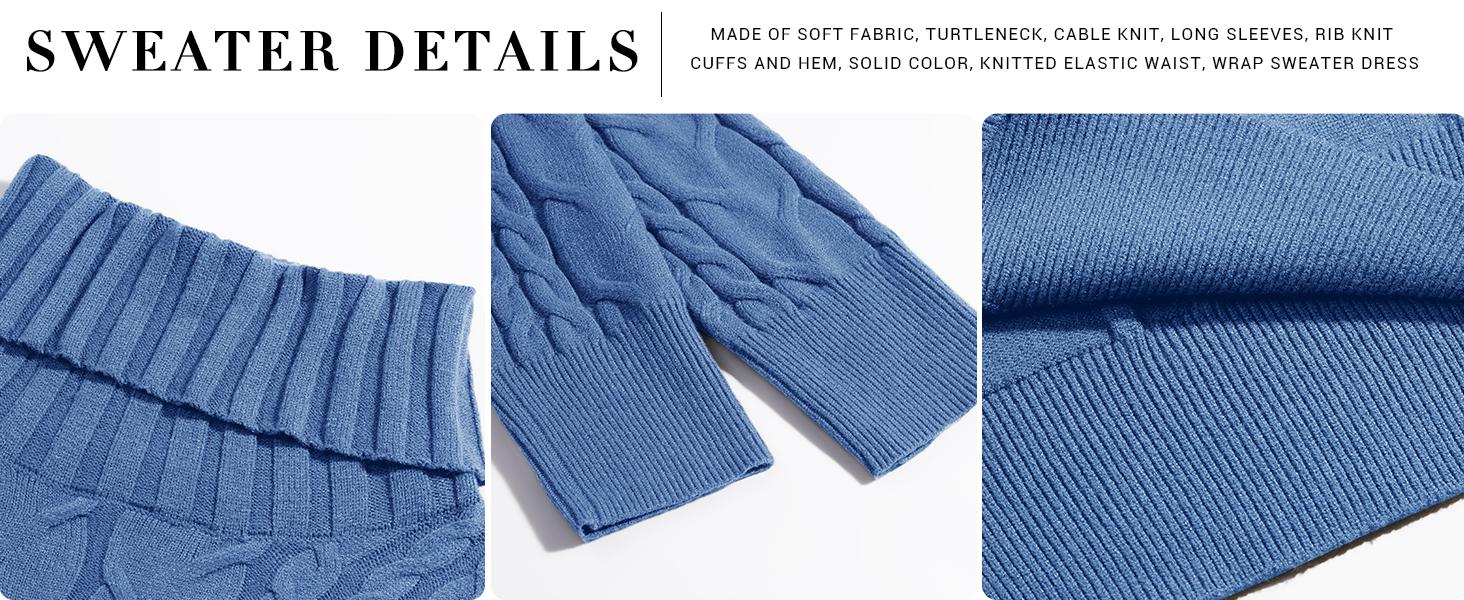 Saodimallsu Womens Cable Knit Sweater Dress Sexy Long Sleeve Bodycon Turtleneck Mini Fall Sweaters Dresses