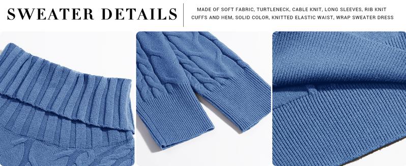 Saodimallsu Womens Cable Knit Sweater Dress Sexy Long Sleeve Bodycon Turtleneck Mini Fall Sweaters Dresses