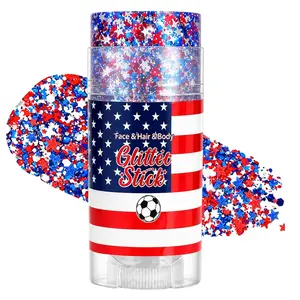 1PC Patriotic Red White Blue Glitter Stick, Waterproof FaceHair & Body Glitter, Festival & 4th of July Party Makeup,Sports & Music Festival Cosmetic