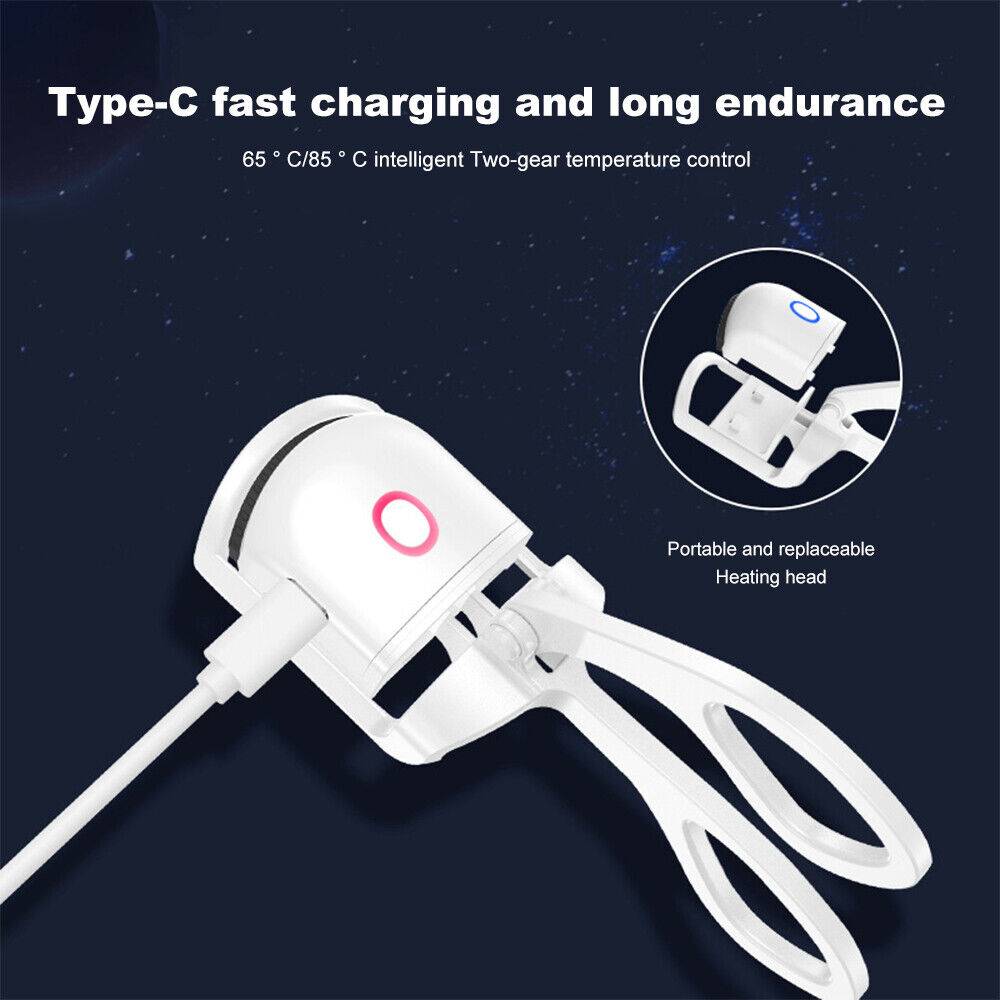 Electric Eyelash Curler Set with USB Cable, Modern Beauty Eye Device, Eyelash Makeup Tool, Clamp-Type Heated Eyelash Curler - Quickly Curls Eyelashes for Perfect Volume and Effortless Definition, Suitable for Women at Home and While Traveling