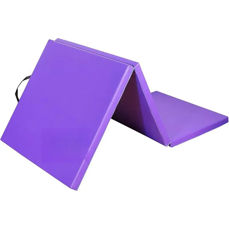 6x2 Feet 3-Panel Folding Gymnastics Mat – 1.5-Inch Thick Pad with Vinyl Surface and Carrying Handles for Tumbling, Yoga, Pilates, Home Workouts, and Martial Arts