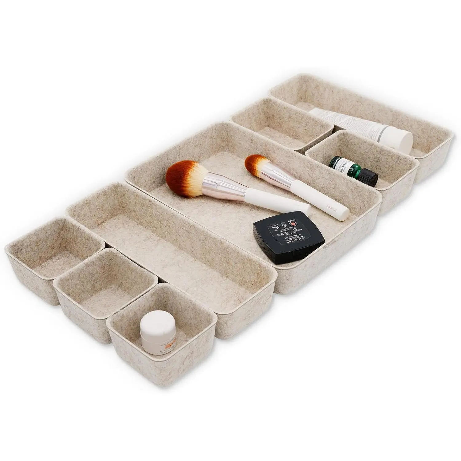 8pc Nordic Minimalist Desk Organizer Tray Beige Oatmeal Storage