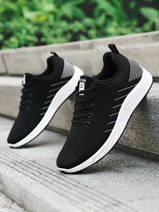 Men's Casual Low Top Lace-Up Sneakers, Breathable Lightweight Comfortable Shock Absorption Design, Running Shoes for Daily Wear