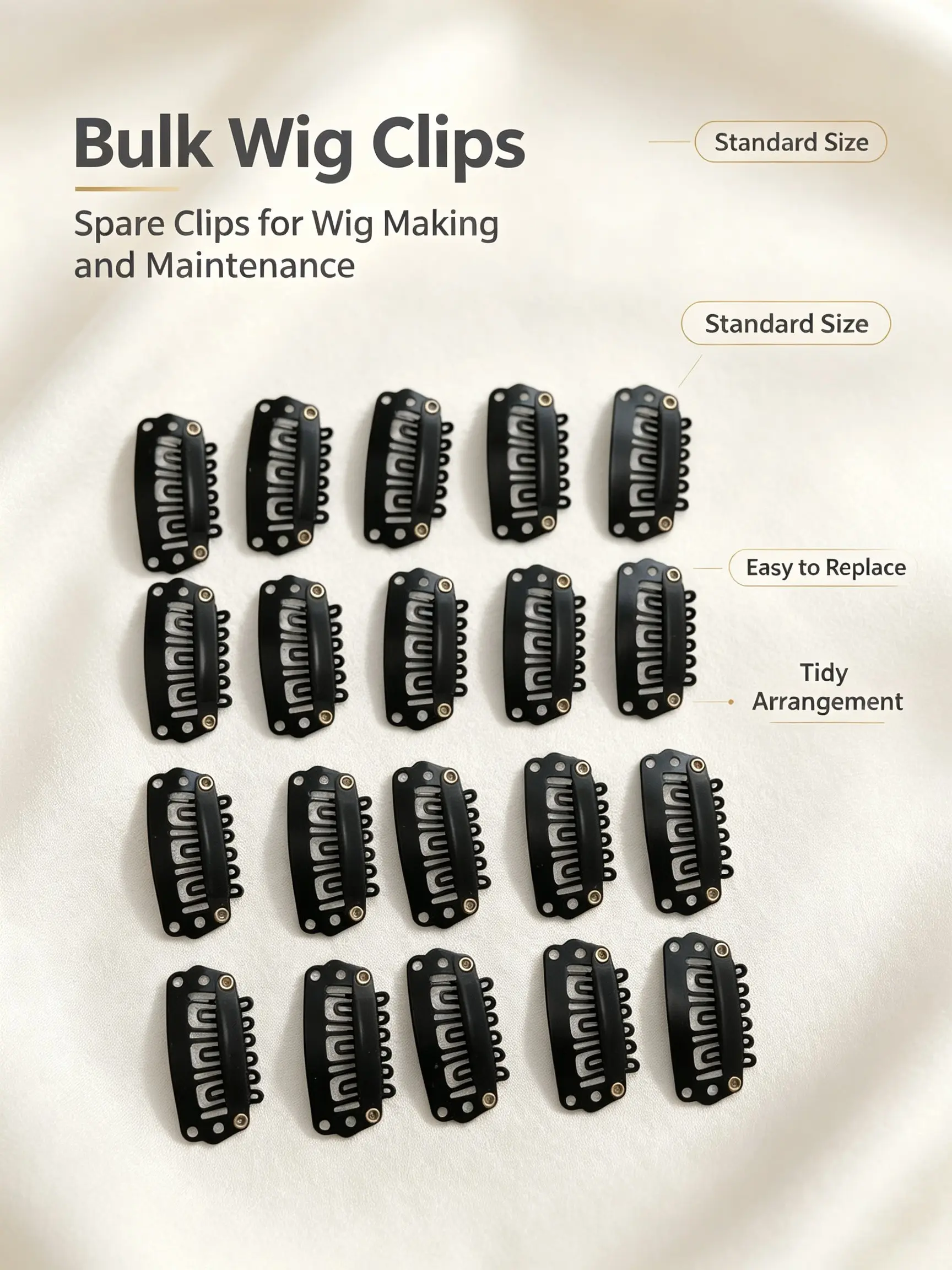 20 Pcs Hair Extension Clips, Classic Multi-Prong Clip, Clip Design, Easy Installation, Realistic Fiber Wigs, Handmade Hair Attachments