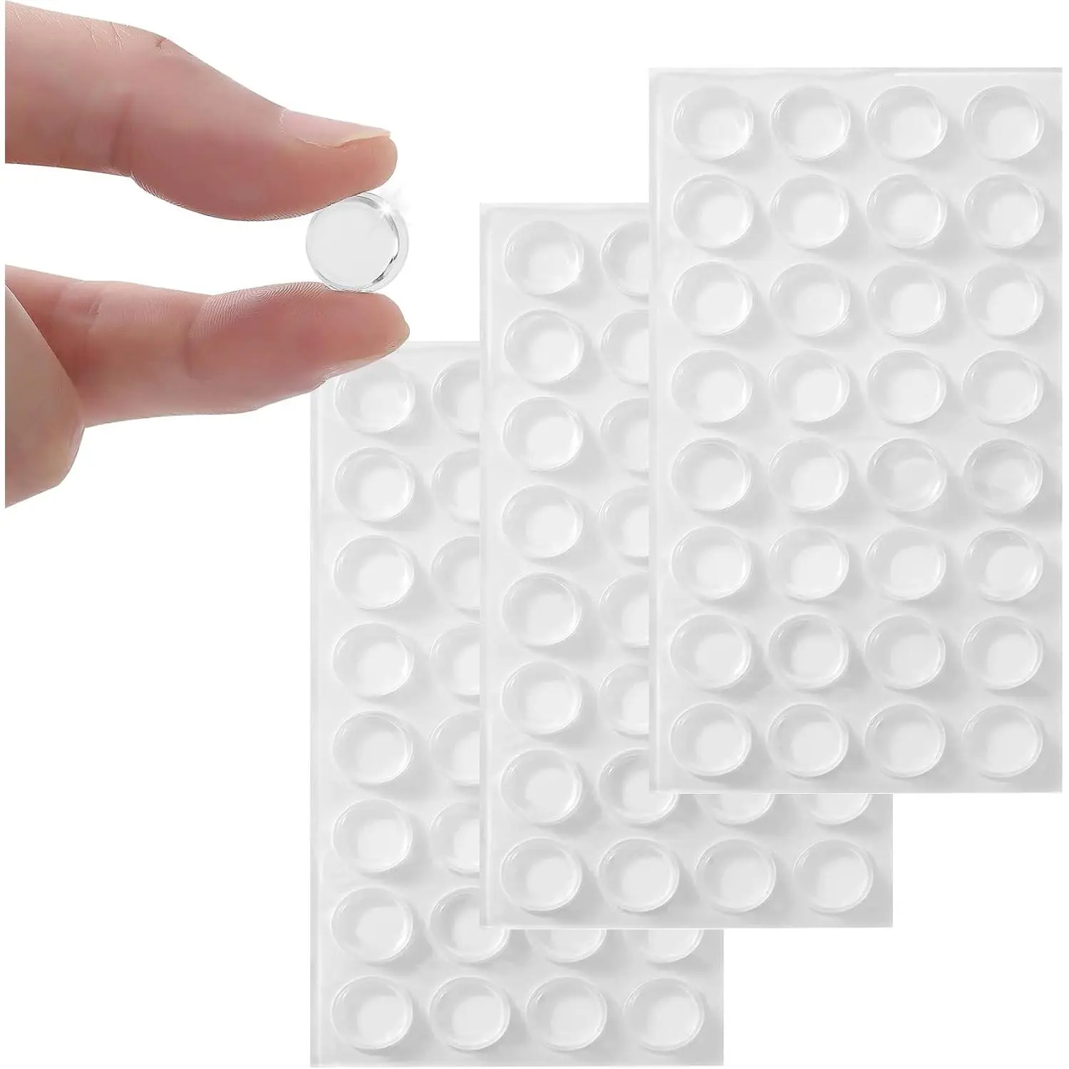 Cabinet Bumpers Soft Self-Adhesive Clear Rubber Bumper- Cabinet Door pumpers dots Clear Cabinet stoppers Furniture Noise Reducing  Rubber Bumper Extremely Durable(96Pcs)