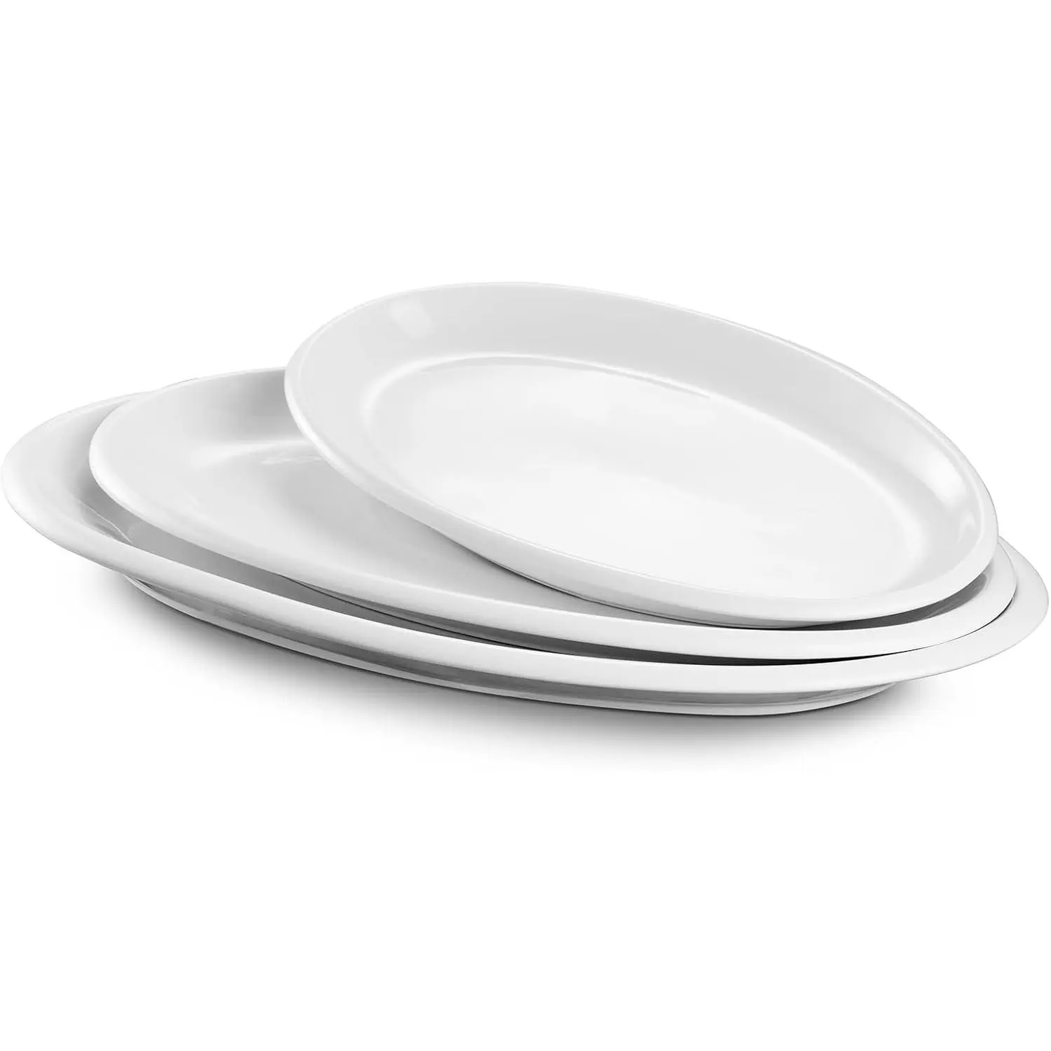 Large Serving Platter, 16"/14"/12" Oval Platters Oven Safe, White Serving Plates for Wedding Decor, Ceramic Serving Dish for Entertaining Food, Set of 3