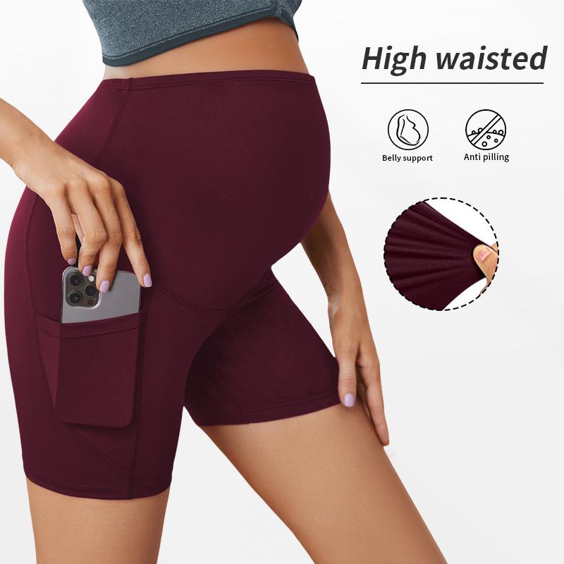 Maternity shorts, high-waisted sports leggings with belly support and butt-lifting effect, short maternity yoga pants