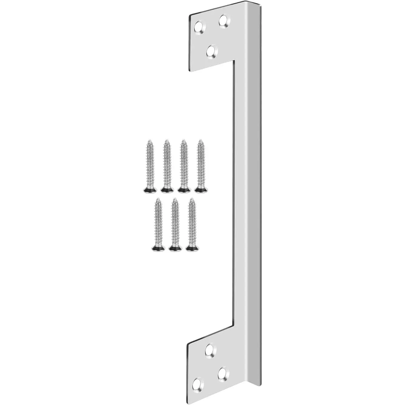 L-Shaped  Reinforcement Striker Plates Stainless Steels Outswing Door  Protector Door Latch Guard Extra    Door Latch Cover to Block Access  (11in-1pcs)