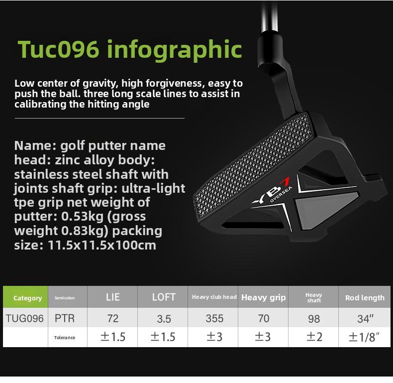 Golf Putter - 3-Line Alignment, Single Club (Men's & Women's) - Stable, Low Center of Gravity, High Forgiveness, Precision Alignment Lines