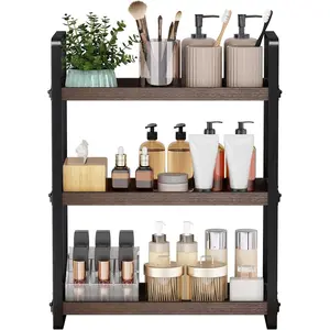 Bathroom Counter Organizer, Bathroom Countertop Organizer, Counter Shelf, Countertop Storage, Organization and Storage, Makeup Shelf, Sink Caddy (Brown 3 Tier)