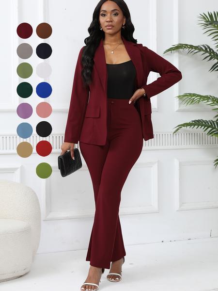 New Women's Elegant 2-Piece Suit Set, Long Sleeve Fitted Blazer with Matching Trousers, Stylish Office Wear for Modern Women,Business Casual Outfits