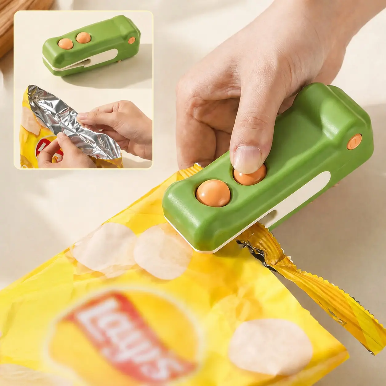 Rechargeable Mini Snack Bag Sealer Machine, Food Vacuum Sealer, Magnetic Closure, Portable Sealing Machine for Chips Cookies Lunch Boxes, Travel Home Office Use, Cordless Vacuum Sealing