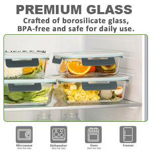 10 Packs 30 oz Glass Meal Prep Containers,Glass Food Storage Containers with Lids,Airtight Glass Lunch Bento Boxes,Microwave,Freezer and Dishwasher,Gray