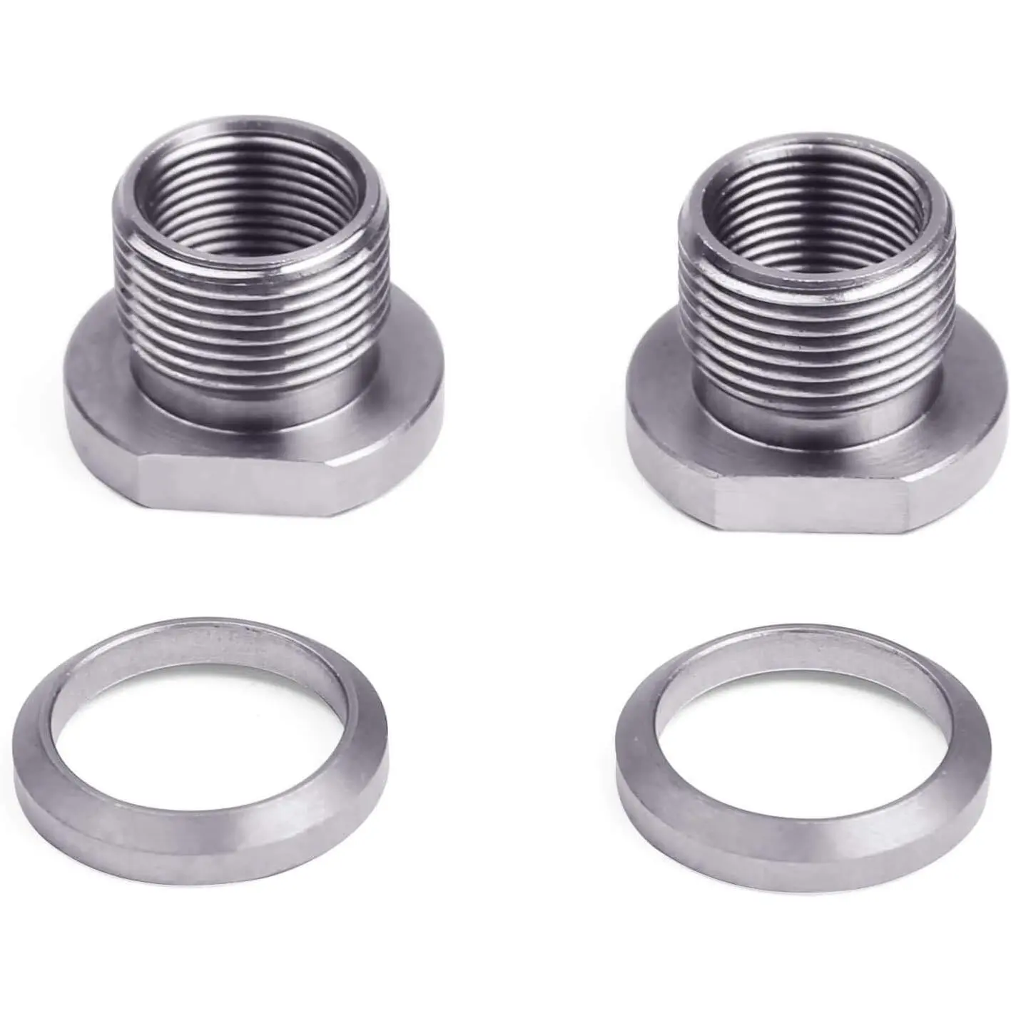 2 Pack Thread Protector, 1/2 x 28 ID to 5/8 x 24 OD, Stainless Steel Thread Adapters 1/2 x 28 Convert to 5/8 x 24 with Crush Washer Stainless Steel