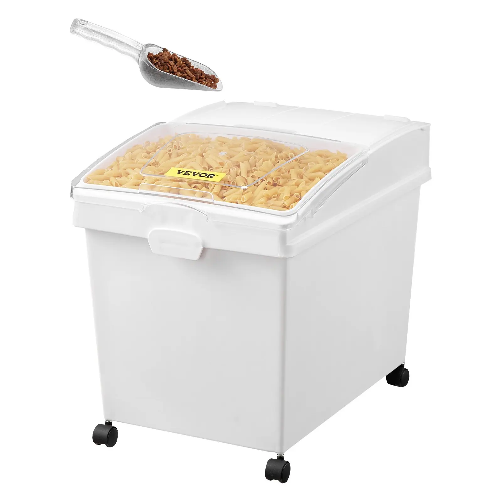 VEVOR Rice Storage Container, 10.5Gallon/40Lx3 Capacity Large Dog Food Dispenser Bin, Kitchen Ingredient Grain Cereal Flour Bin, Pet food Containers with Wheels, 3 Scoops, and Airtight Lid, 3 Pack