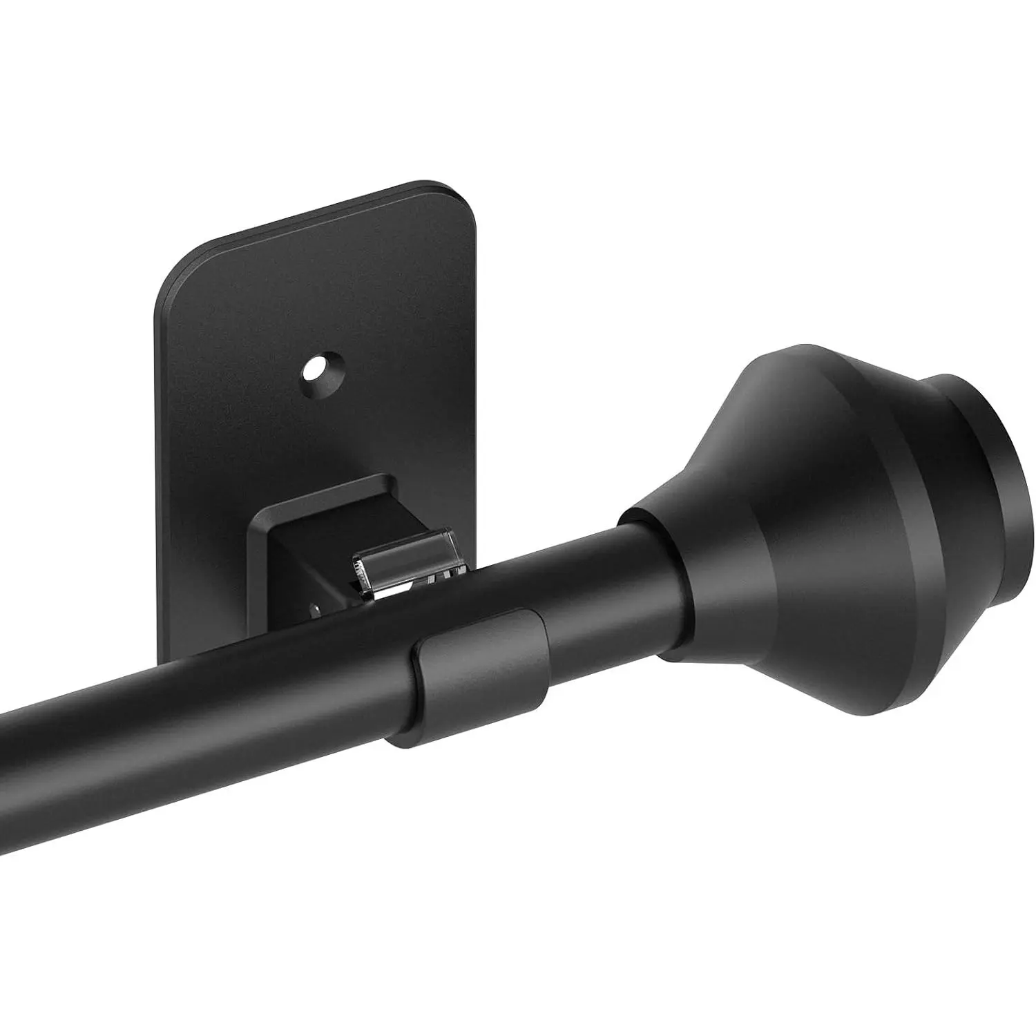 Curtain Rods No Drilling for Windows 36 to 64 Inch 5/8 Inch Telescoping Adjustable Black Curtain Rod with Adhesive Holders for Bedroom Kitchen Apartment(32"-64")