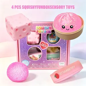 4-Pack Soft Squishy Toys, Squishy Fun Set, Mixed Slow & Fast Rebound Silicone Toys, Assorted Styles, Perfect Gifts for Kids' Day, Father's Day, Teacher's Day, Birthdays & Parties