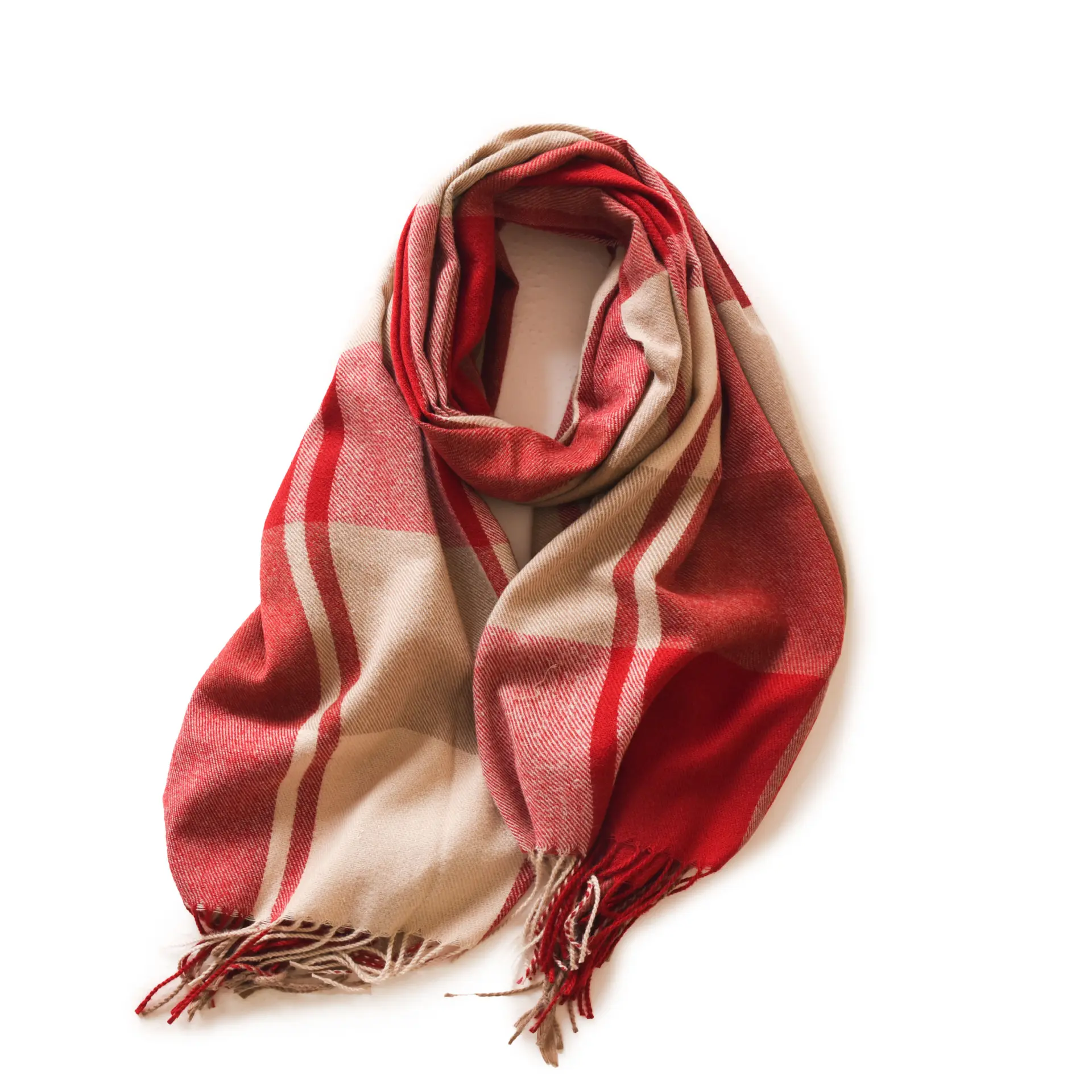 Women's Plaid Print Faux Cashmere Thickened Winter Scarf Shawl - Women's Fashion Accessory with Tassel Ends, Thickened Warmth, Windproof Design, Large Size Wrap for Every Day Outdoor Use, Easy to Match Coats & Sweaters
