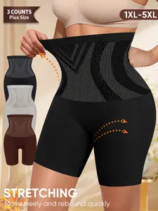 3-Pack Morelect High-Waisted Shapewear Pants, Sizes 1xl-5xl, Waist Cinching & Butt Lifting, Non-Rolled Edges, Casual All-Season Wear