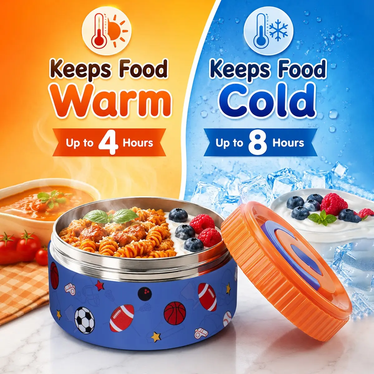 Portable Leak-Proof Soup Jar with Lid, Lightweight Camping Food Container, Ideal for Hiking, Picnics, Back-To-School, Christmas Gift