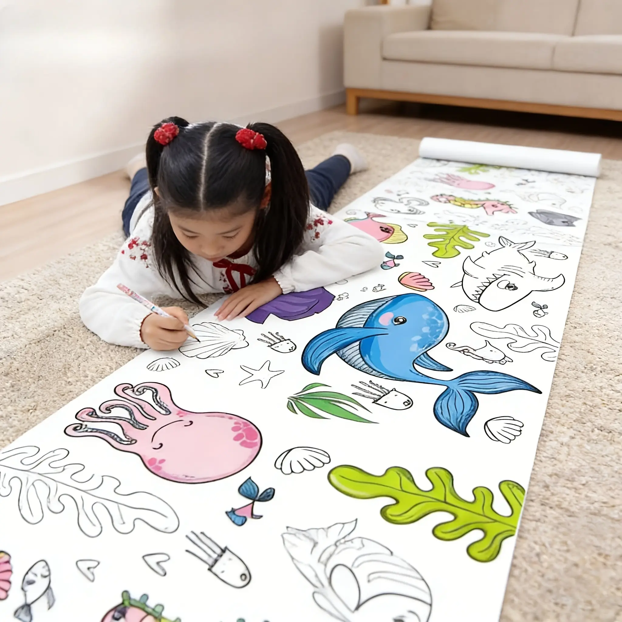 5 rolls of creative graffiti painting (random patterns), DIY painting, animal/fruit/object design to inspire art, the first choice for holiday gifts,