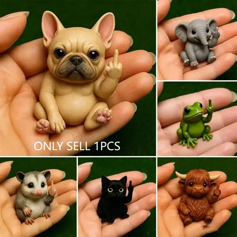 Funny Mini Middle Finger Resin Animal Statue, Desk Office Car Ornament, Ideal Humorous Gift for Home and Office Decor, Desktop Ornament