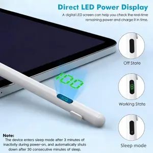 Digital Screen Capacitive Pen for Apple Pencil, Touchscreen with Battery Display, LED Indicator, Palm Rejection, Fits 2022-2018 iPad Pens