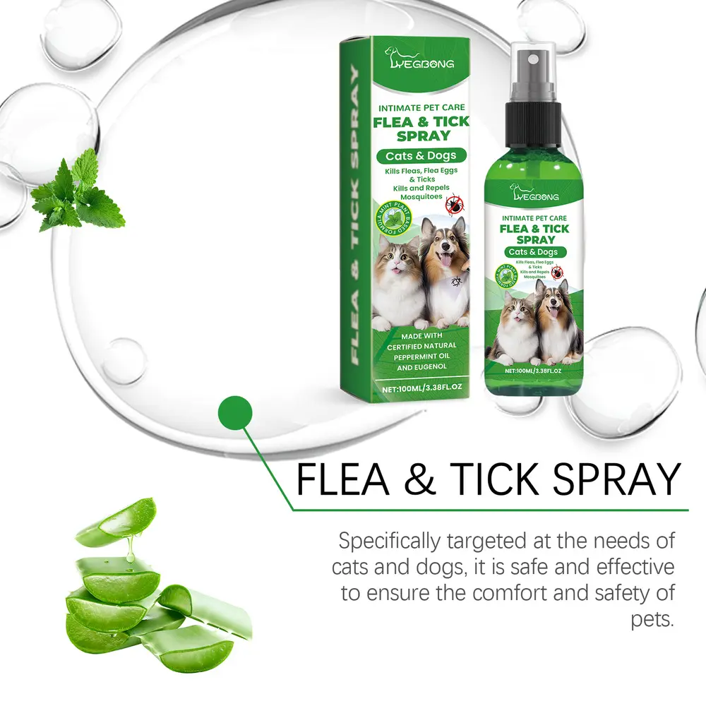 Yegbong Pet Deworming Spray for Dogs and Cats - Flea and Tick Treatment, Gentle Daily Hair and Skin Cleaning Care Agent