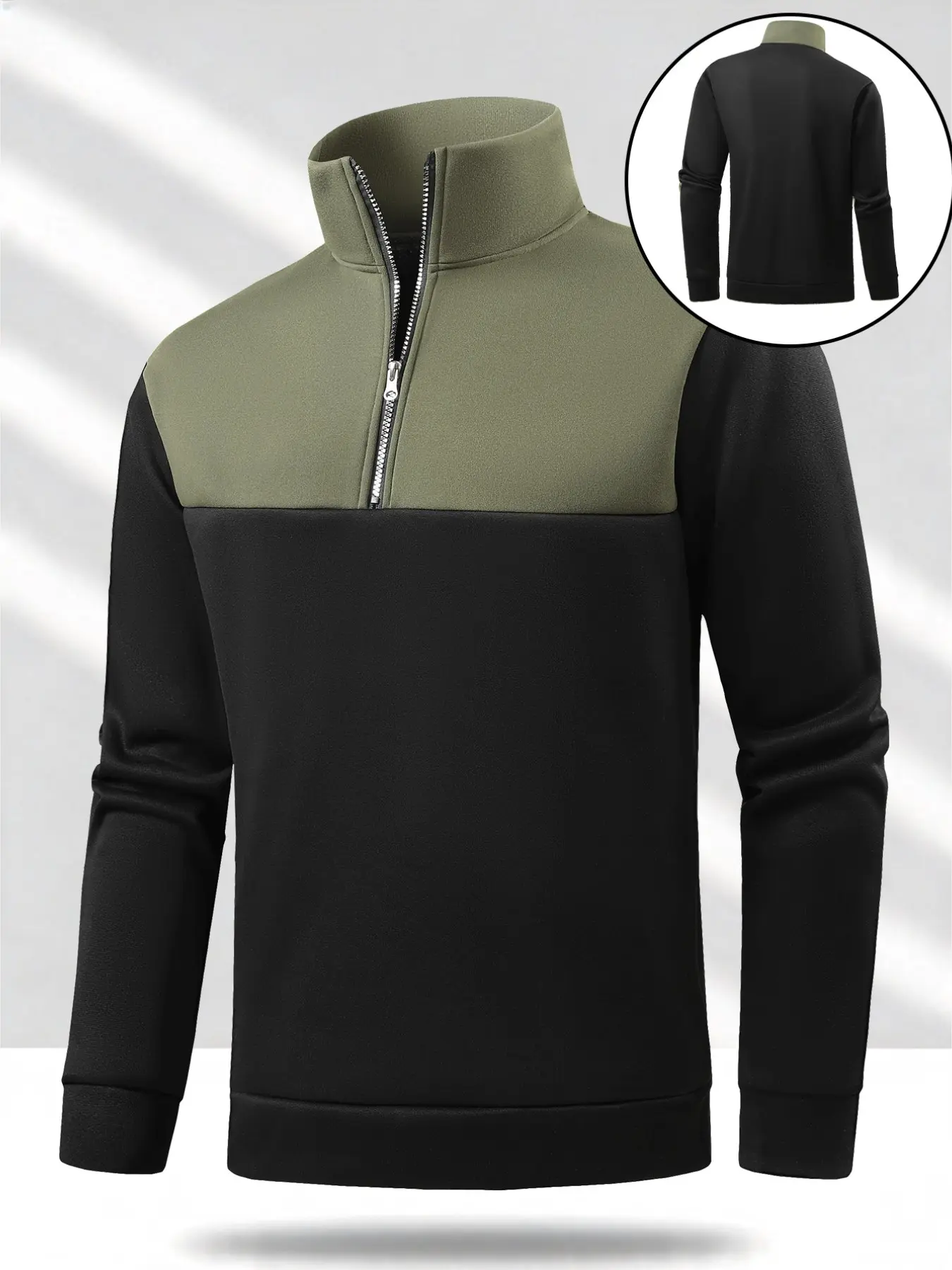 Men's Camouflage Colorblock 1/4 Zip Sweatshirt, Tactical Style Long Sleeve Pullover, Casual Outerwear for Hiking & Outdoor Activities