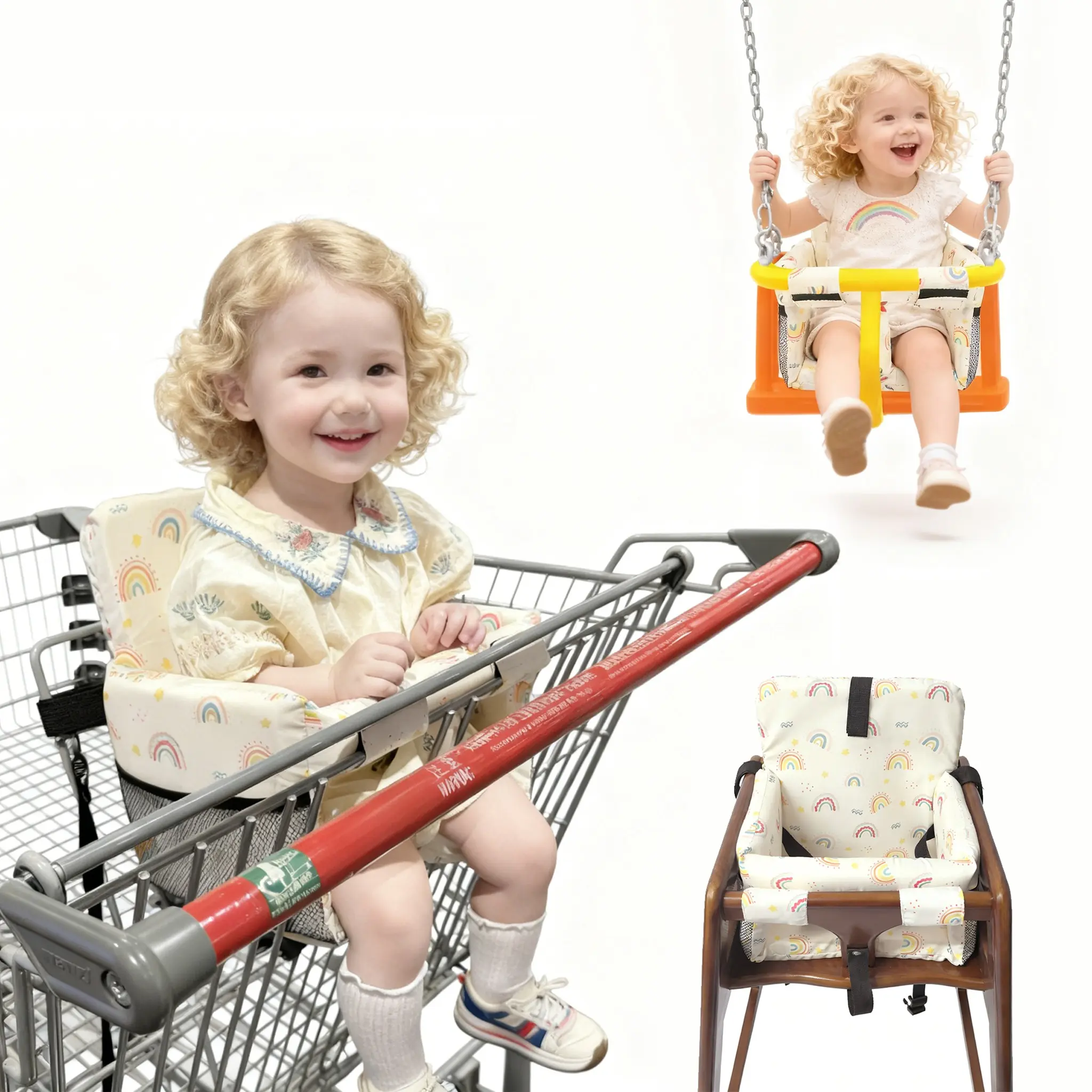 1pc Shopping Cart Seat Cover for Baby, High Chair & Grocery Seat Protector, Padded Chair Covers for Restaurant Seats, Unisex Machine Washable Grocery Cart Liner & Swing Insert