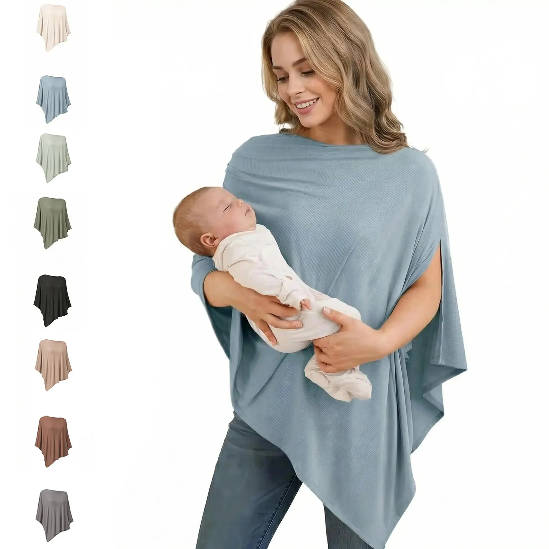 Buttery Soft and Breathable Knit Fabric Nursing Cover Scarf - 360 Full Privacy Wrap, Durable Machine Washable, Discreet Nursing & Pumping Coverage, Stylish Scarf & Poncho, Versatile Shade for Travel, Baby Shower Gift, Stylish Scarf And Poncho