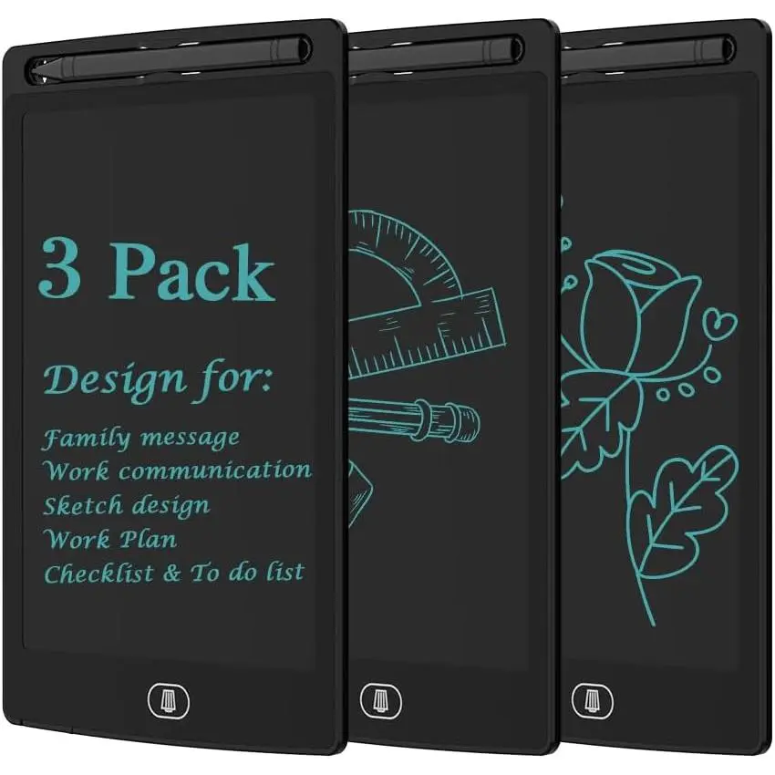 [3 Pack]  LCD Writing Tablet Pad 8.5 Inch Ewriter  Board and MeMO Notes for and Adults at  and Office Middle Stylus (Black)