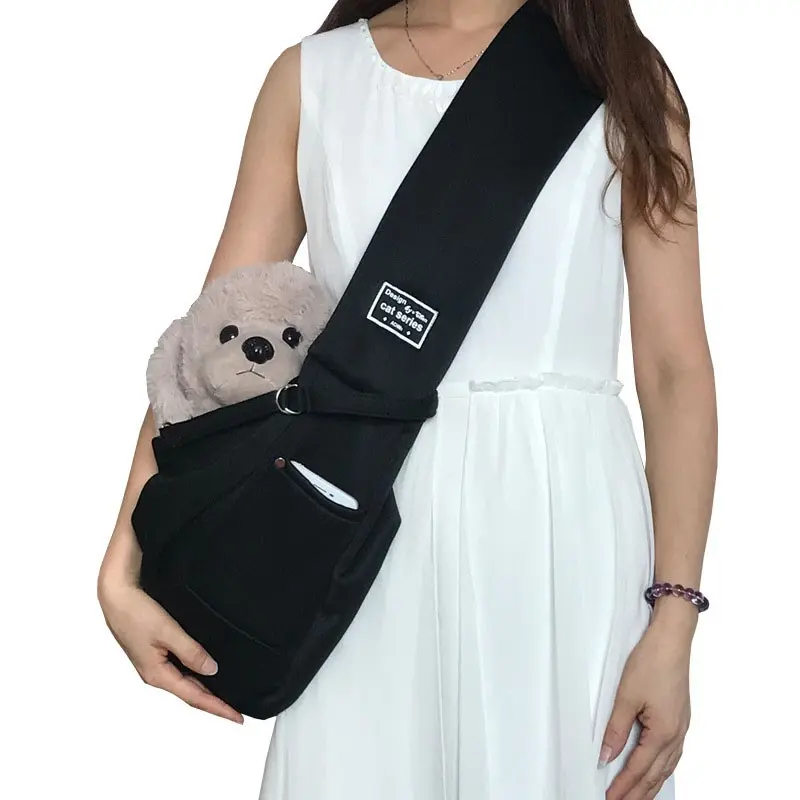 Dog and Cat Sling Carrier, Hand-Free Dog Carrier Slings with Adjustable Straps Pocket Puppy Slings Carrier for Small Dogs Cats Outdoor Travel Bag Puppy Carrier Purse