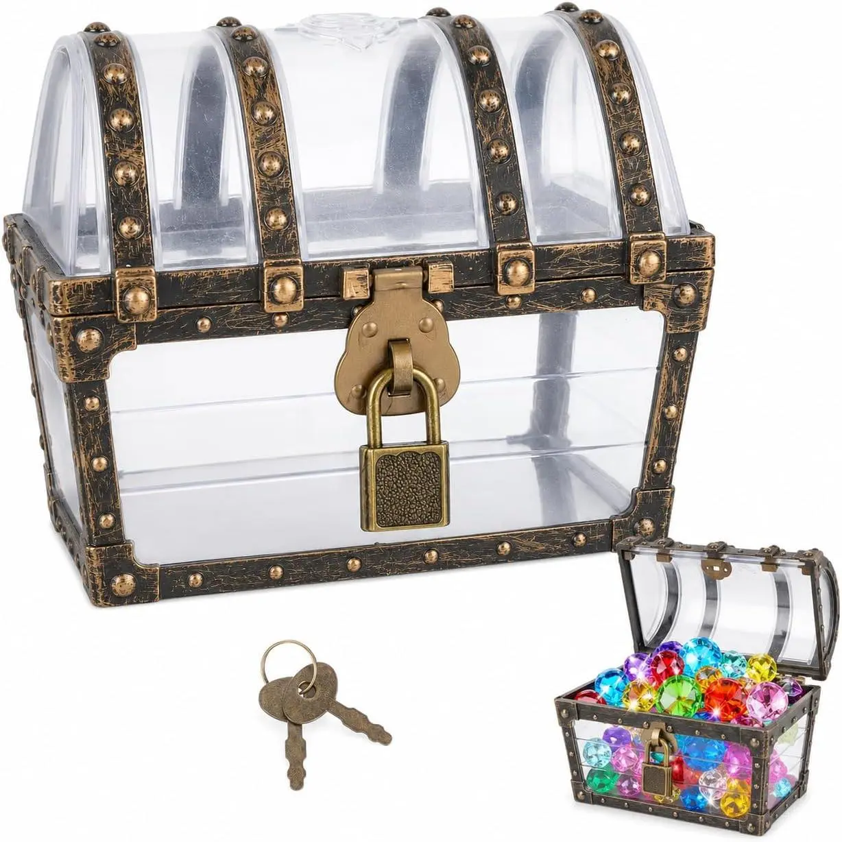 5.11In Kids Mini Plastic Treasure Chest Prize Box, Ideal for Party Favors Decoration and Jewelry Storage