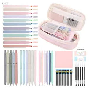 2026 Cute Aesthetic 44 Pack Complete School Stationery Bundle, All In One Student Supplies Kit with Highlighters Gel Pens Mechanical Pencils Pencil Case & Stationery Accessories, Portable Art Writing Set Back To School Must Haves for Teen Girls Classroom