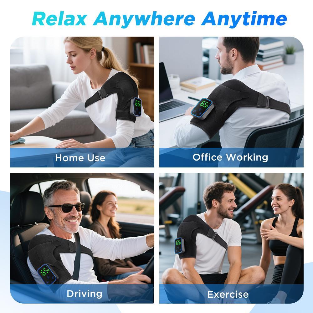 Heated Shoulder Massager, Phone-control 7 Heat Settings, 3 Vibration Intensity Modes, 3 Timer Shoulder Heating Pad For Sports Frozen-Shoulder Ideal Chrismas Gift,Heating Pad, Portable Heating Pad