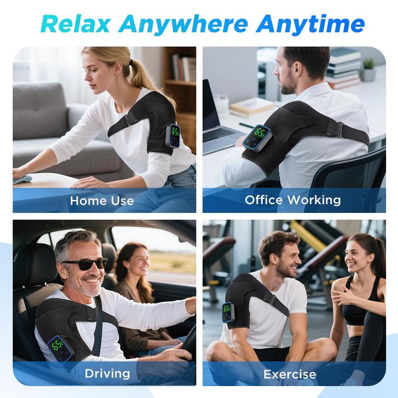Heated Shoulder Massager, Phone-control 7 Heat Settings, 3 Vibration Intensity Modes, 3 Timer Shoulder Heating Pad For Sports Frozen-Shoulder Ideal Chrismas Gift,Heating Pad, Portable Heating Pad