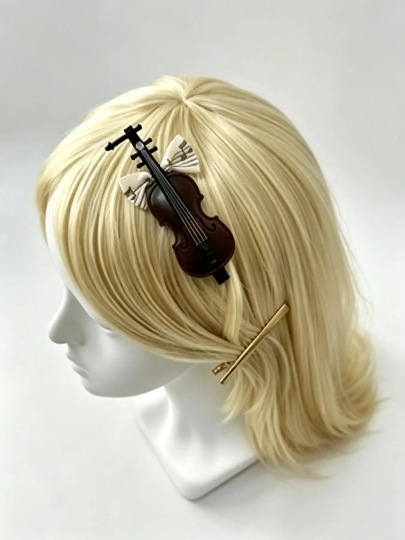 Mini Violin Hair Clip with Music Note Bow, Vintage Instrument Hair Accessory, Cute Musical Lover Gift, Sweet Symphony Concert Pin