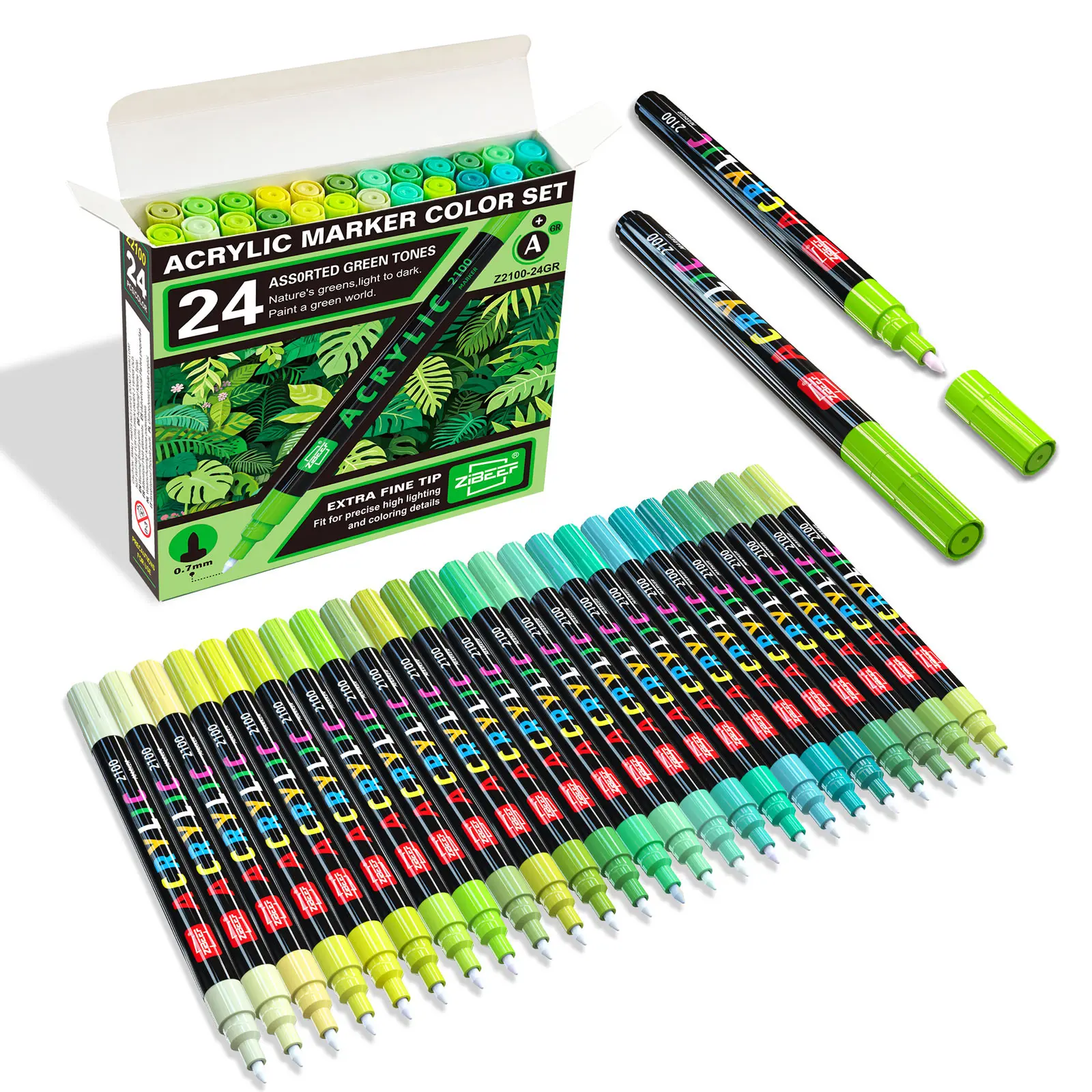 Guangna Acrylic Paint Marker Pen, 24 Colors, 0.7mm Fine Tip, Strong Coverage, Ideal for Art, DIY, School Supplies, Back-To-School Season