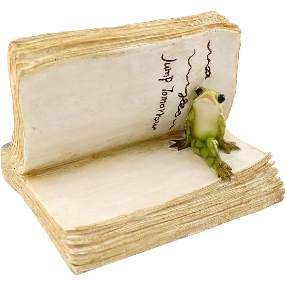Top Miniature and Terrarium Frog on Book Figurine