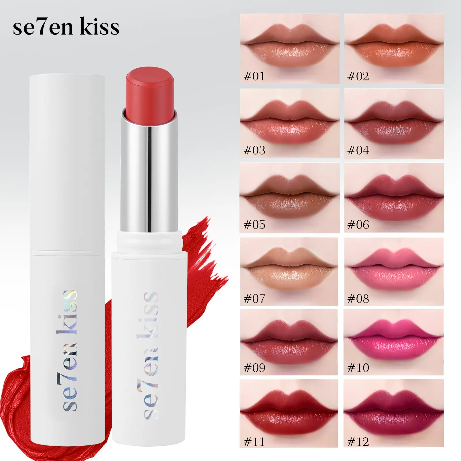 Smooth Velvet Matte Lipstick, Natural Beeswax Moisturizing Creamy Lip Gloss, Long-Lasting Hydrating Glass Finish, 12 Colors for Daily Use