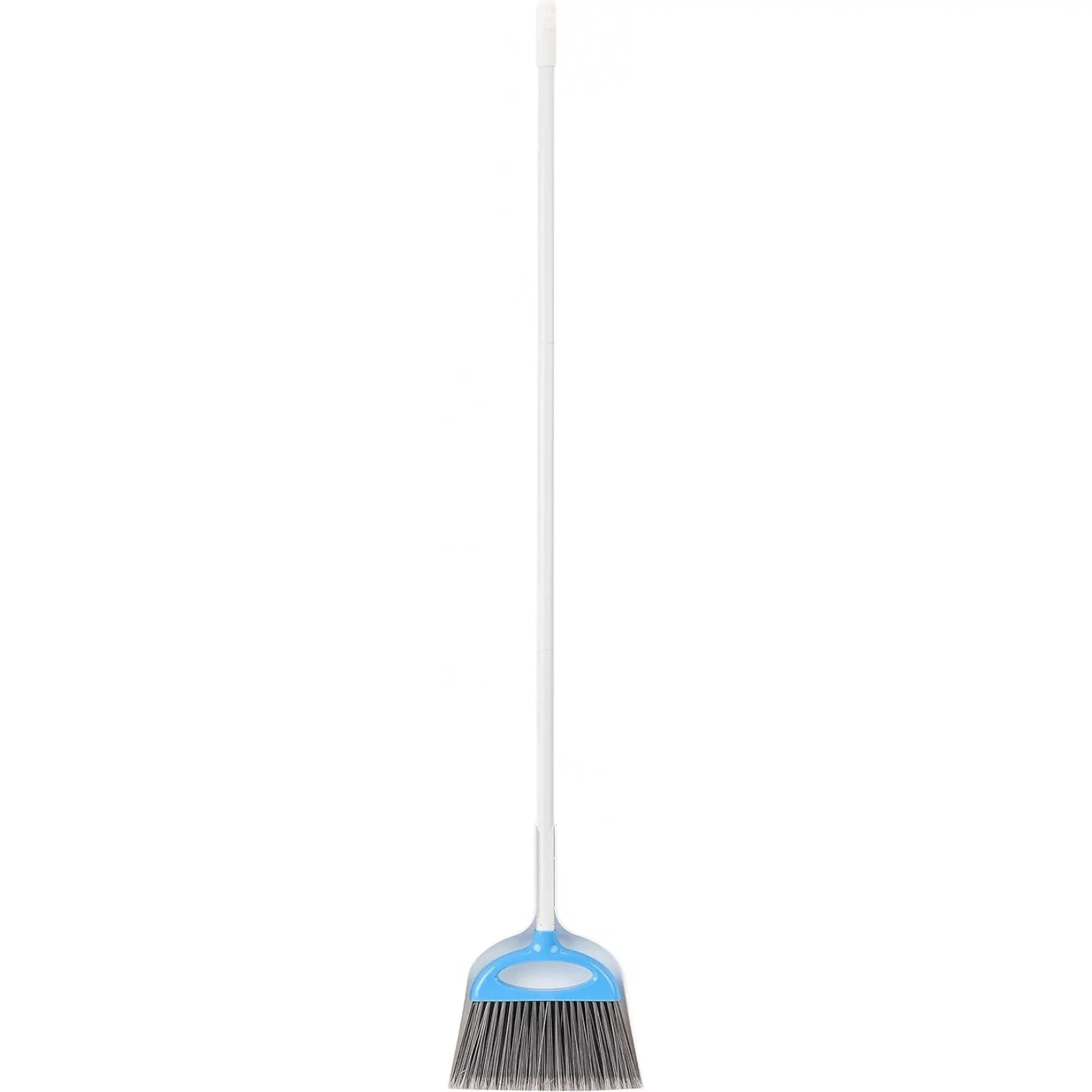 Plastic Dustpan and Broom Set, Home Care Supplies with Adjustable Long Handle, Easy-to-Assemble, Blue and White