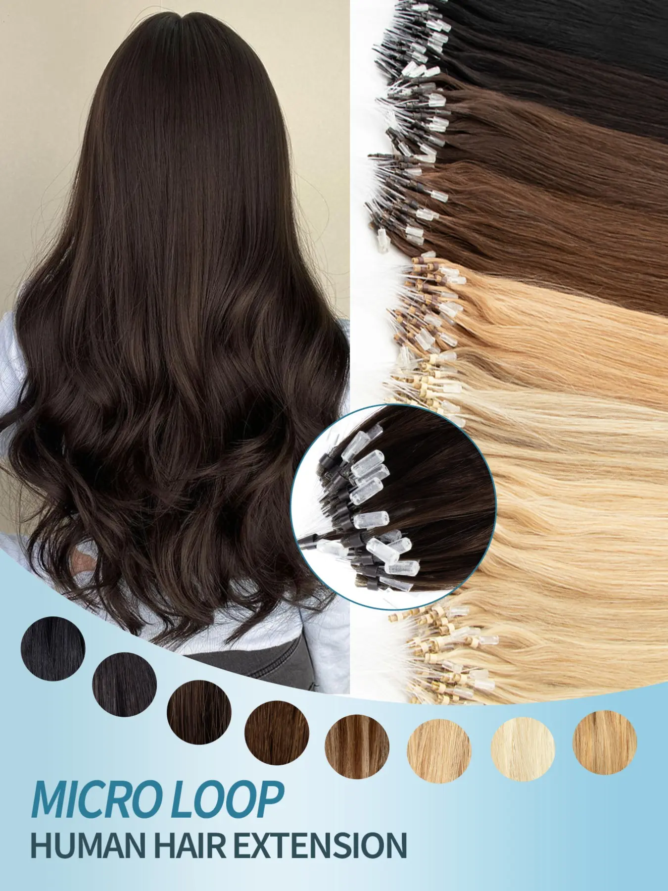 Invisible Beads Micro Ring Loop Hair Extensions With Fishing Line Natural Straight No Glue Needed Soft Perfect For All Women Beginner Friendly For Daily Wear Holiday Festival Essentials School Bride Festival Gift Summer