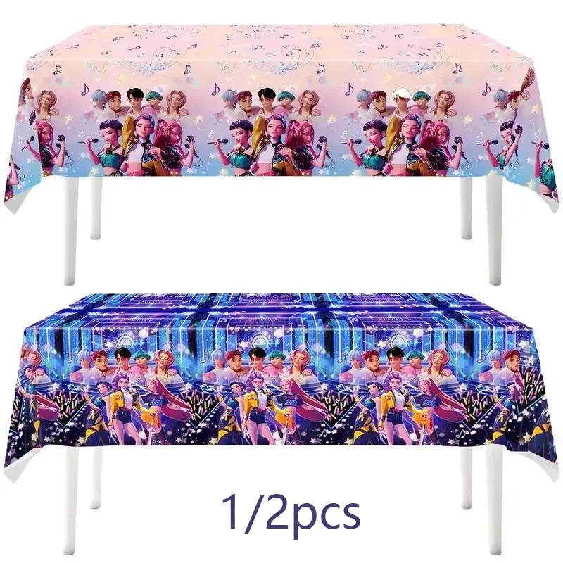 Anime devil hunting girls group Theme Rectangular Tablecloth,Cartoon Waterproof Disposable Tablecloth, Party Decoration,Fiesta Party Decorations,Picnic Tablecloth,Floor Mat