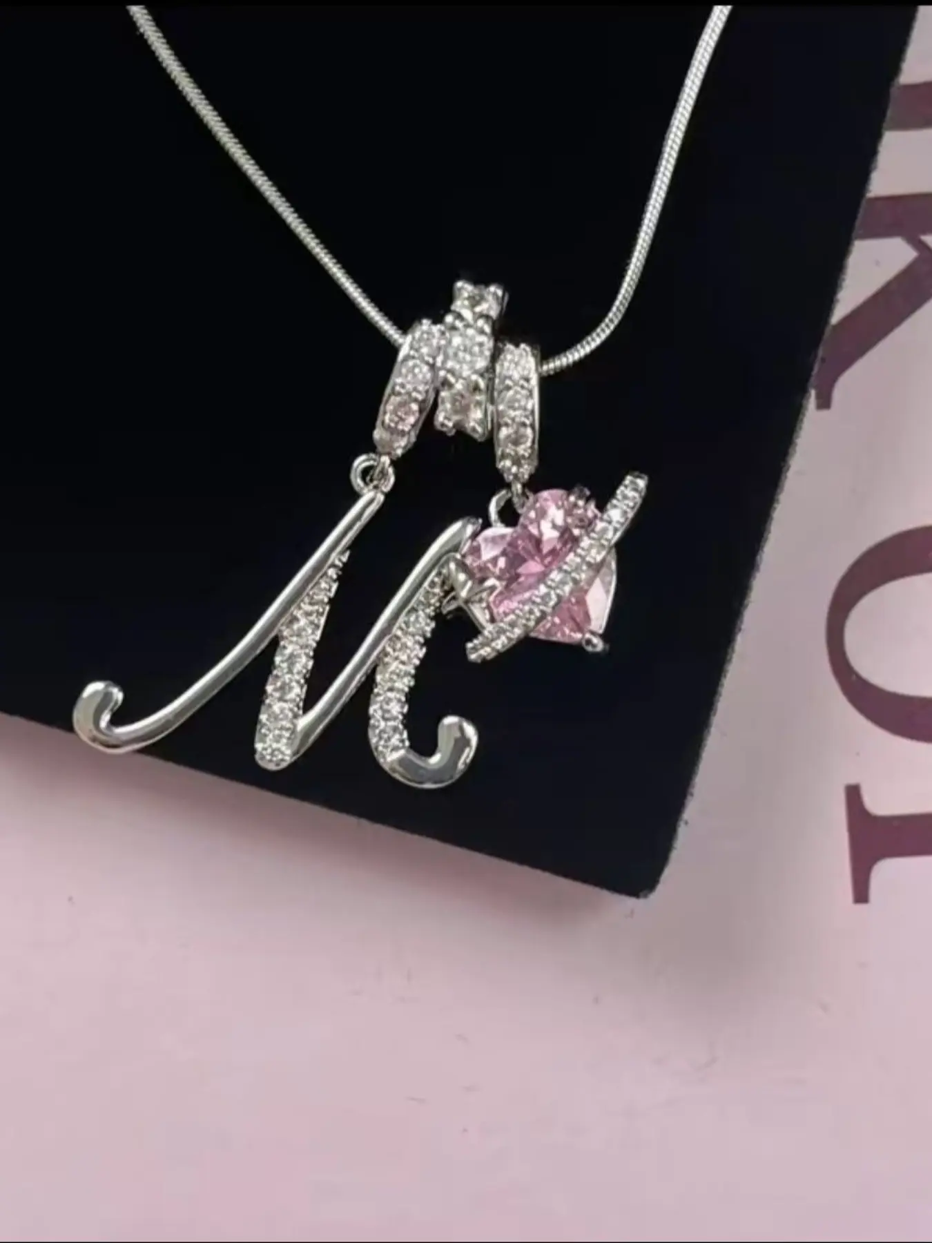 Women's A-Z Letter Pendant Necklace, Heart Charm, Adjustable Snake Chain, Fashion Jewelry, Party Accessory, Valentine's Gift