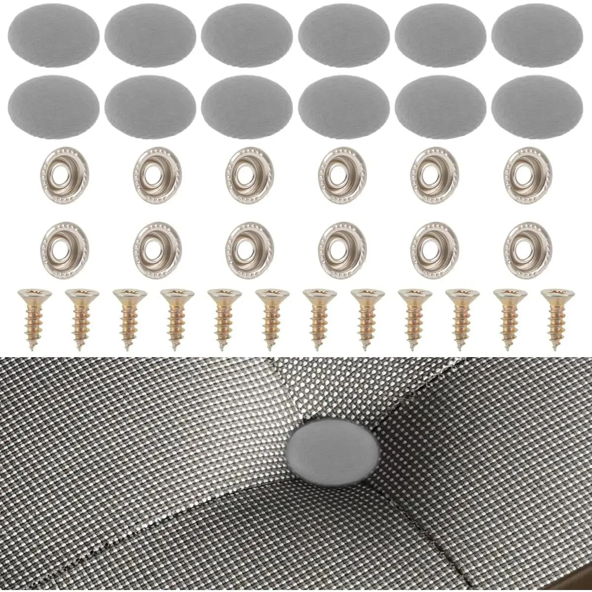 3/4" Grey Flannel Fabric Snap Buttons (Set of 12) - Non-Scratch Upholstery Buttons  Tufted Furniture, Car Headliners & RV Interiors