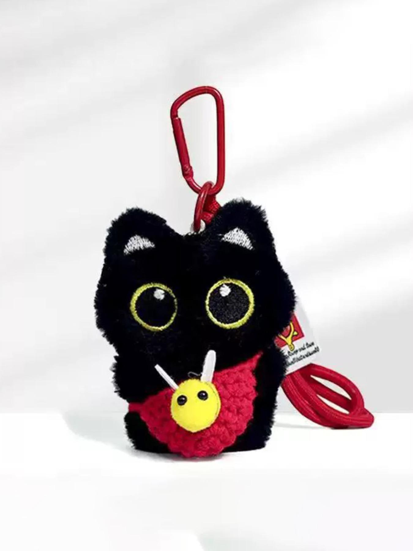 Cute Cat Design Keychain, Punk Style Plush Pendant Keychain for Women & Men, Fashion Accessories for Daily Use, Trendy All-match & Exquisite Keychain for Birthday Gift, Fuzzy Keychain, Stylish Keychain
